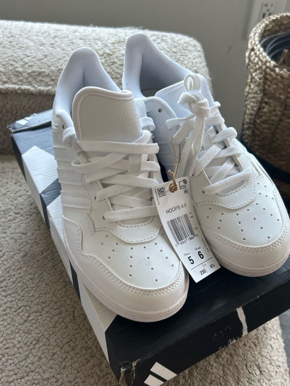 adidas White Hoops 4.0 Casual Sneakers